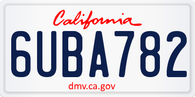 CA license plate 6UBA782
