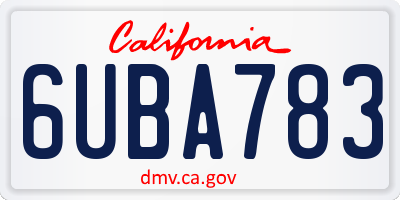 CA license plate 6UBA783