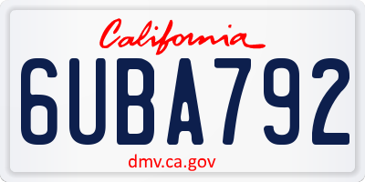 CA license plate 6UBA792