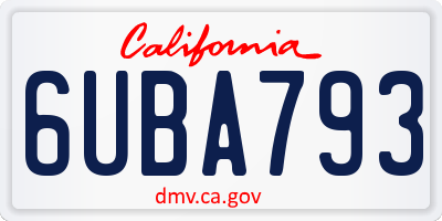 CA license plate 6UBA793