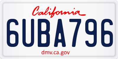 CA license plate 6UBA796