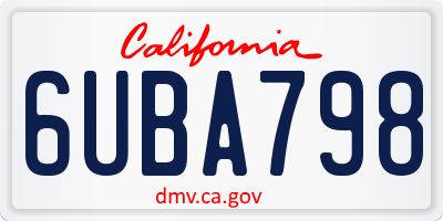 CA license plate 6UBA798