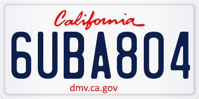 CA license plate 6UBA804