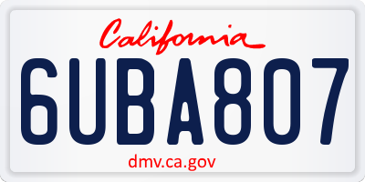 CA license plate 6UBA807