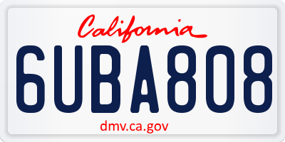 CA license plate 6UBA808