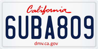 CA license plate 6UBA809