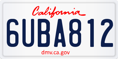 CA license plate 6UBA812