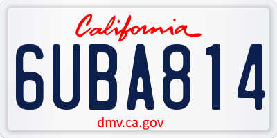 CA license plate 6UBA814