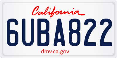 CA license plate 6UBA822
