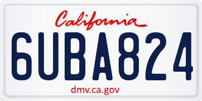 CA license plate 6UBA824