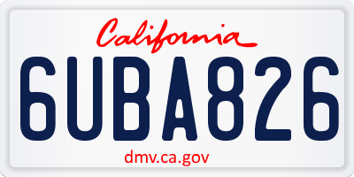 CA license plate 6UBA826