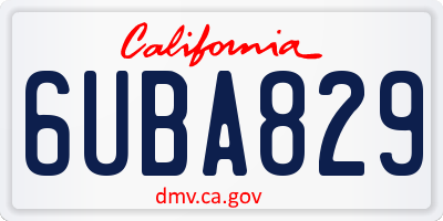 CA license plate 6UBA829