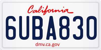 CA license plate 6UBA830