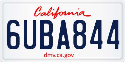CA license plate 6UBA844