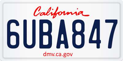 CA license plate 6UBA847