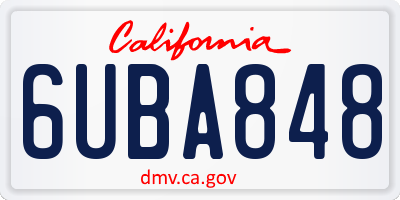 CA license plate 6UBA848