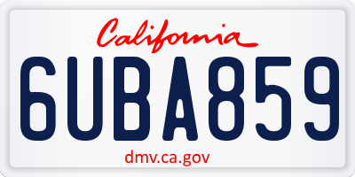 CA license plate 6UBA859