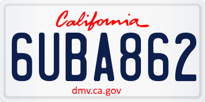 CA license plate 6UBA862