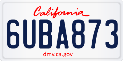 CA license plate 6UBA873