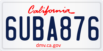 CA license plate 6UBA876