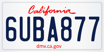 CA license plate 6UBA877