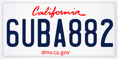 CA license plate 6UBA882