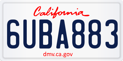 CA license plate 6UBA883