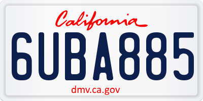 CA license plate 6UBA885