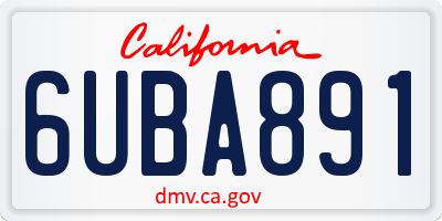 CA license plate 6UBA891