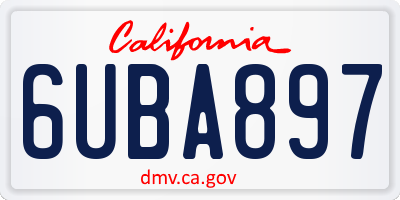 CA license plate 6UBA897