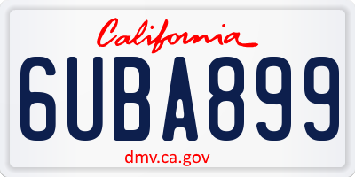 CA license plate 6UBA899