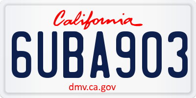 CA license plate 6UBA903