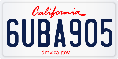 CA license plate 6UBA905