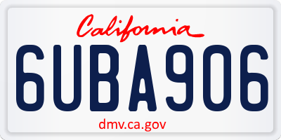 CA license plate 6UBA906