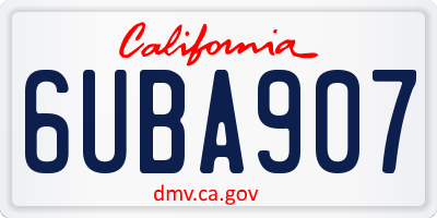 CA license plate 6UBA907