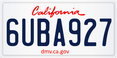 CA license plate 6UBA927