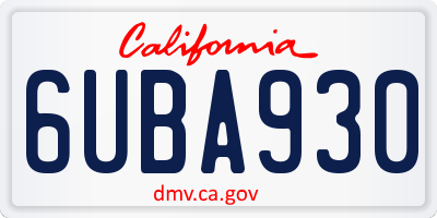 CA license plate 6UBA930