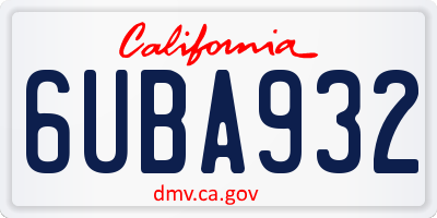 CA license plate 6UBA932