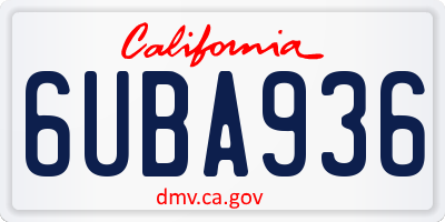 CA license plate 6UBA936