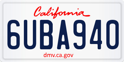 CA license plate 6UBA940