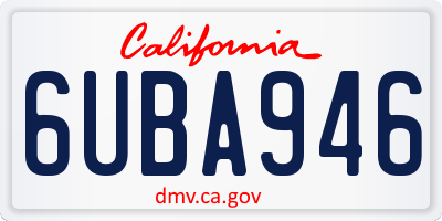 CA license plate 6UBA946