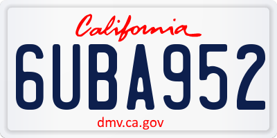 CA license plate 6UBA952