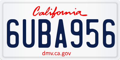 CA license plate 6UBA956