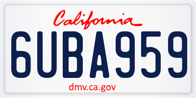 CA license plate 6UBA959
