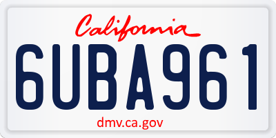 CA license plate 6UBA961