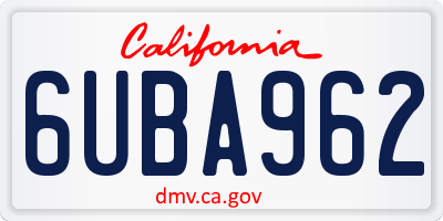 CA license plate 6UBA962