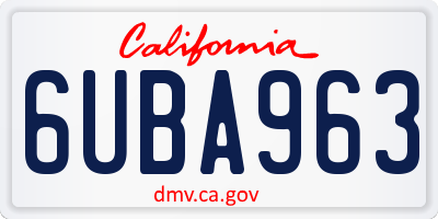 CA license plate 6UBA963
