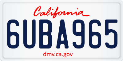 CA license plate 6UBA965