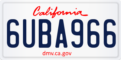 CA license plate 6UBA966