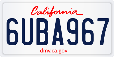 CA license plate 6UBA967